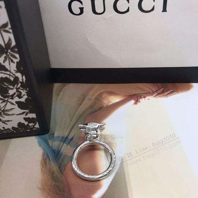 GUCCi飾品 古馳2019新款 Gucci古奇925銀牛頭做舊復古戒指  zgbq1041